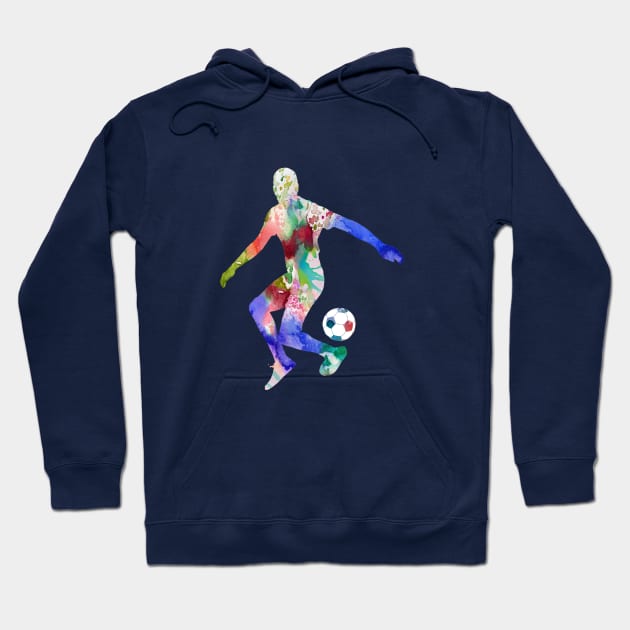 Man Soccer Player Hoodie by RosaliArt